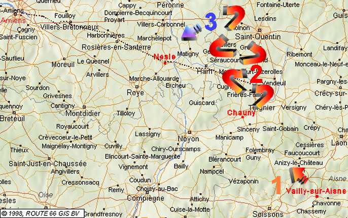 Crash location & trajectories on August 25, 1944